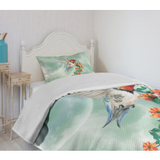 Bird with Flower Branch Bedspread Set