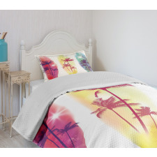 Palm Trees Seagulls Bedspread Set