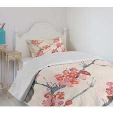 Vintage Sakura Flowers Bedspread Set