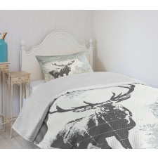 Stag Silhouette Grunge Bedspread Set