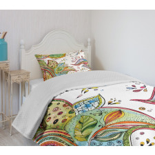 Leaves Flowers Hearts Bedspread Set