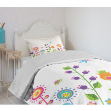 Floral Cartoon Art Bedspread Set