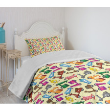 Colorful Motorcycles Bedspread Set