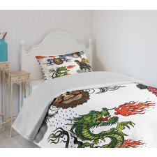 Manga Style Dragon Bedspread Set