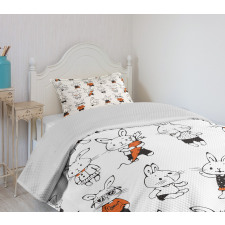 Retro Bunny Rabbits Bedspread Set