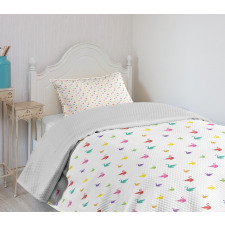 Rainbow Colored Swans Bedspread Set