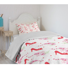 Fashion High Heels Flowers Bedspread Set