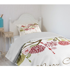 Red Bird Floral Tree Bedspread Set