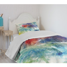 Watercolor Palm Retro Bedspread Set