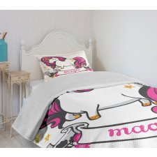 Unicorn with Pink Hair Bedspread Set