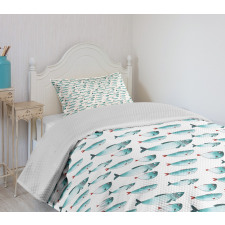 Watercolor Marine Animal Bedspread Set