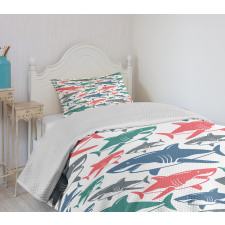 Colorful Shark Patterns Bedspread Set