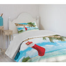 Beach Xmas Stockings Bedspread Set