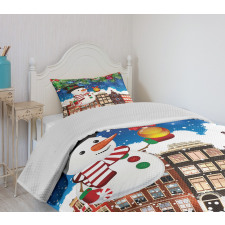 Snowy City Street Bedspread Set