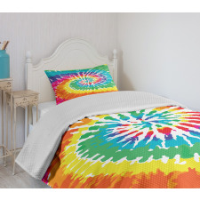 Rainbow Tie Dye Effect Bedspread Set