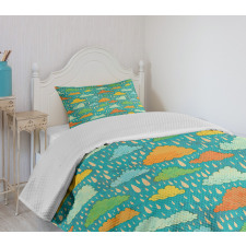 Puffy Clouds Funk Art Bedspread Set