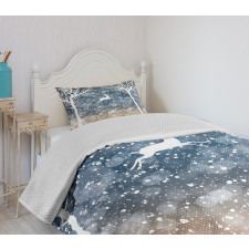 Flying Deer Ombre Snow Bedspread Set