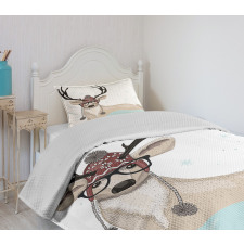 Hipster Deer with Glasses Bedspread Set