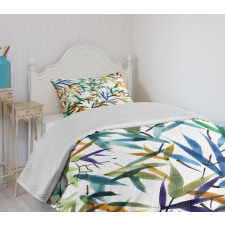 Bamboo Leaves Asian Bedspread Set