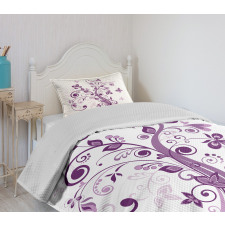 Flowers Leaf Butterlies Bedspread Set