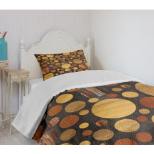 Brown Abstract Circles Bedspread Set