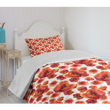 Red Poppy Flowers Bedspread Set