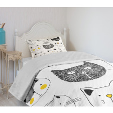 Cats with Fish Bedspread Set