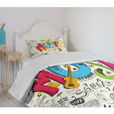 Pop Art Doodle Style Art Bedspread Set