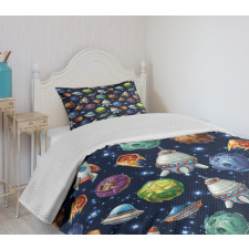 Futuristic Science Ufo Bedspread Set