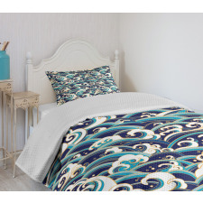 Ocean Waves Pattern Bedspread Set