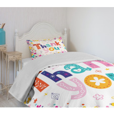 Words with Blossoms Bedspread Set