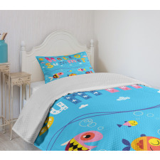 Patchwork Style and Words Bedspread Set