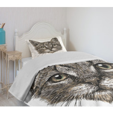 Sketchy Cat Head Bedspread Set