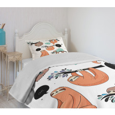 Smiling Sloth Cartoon Bedspread Set