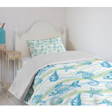 Ocean Shell Starfish Bedspread Set