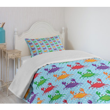 Crabs on Blue Backdrop Bedspread Set