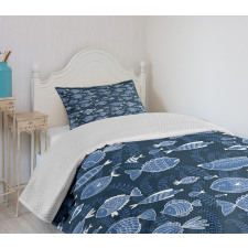 Tropic Fish Moss Leaves Bedspread Set