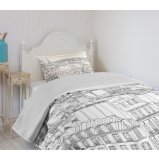 Roofs in Paris and Eiffel Bedspread Set