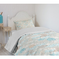 Pastel Toned Seashells Bedspread Set