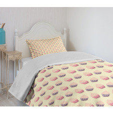 Romantic Cupcake Pattern Bedspread Set