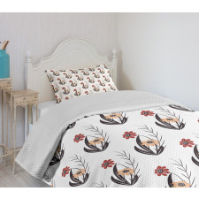 Red and Orange Flowers Bedspread Set