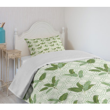 Palm Leaves Geometric Bedspread Set