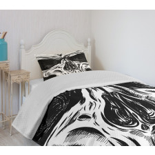 Gothic Sketch Evil Face Bedspread Set