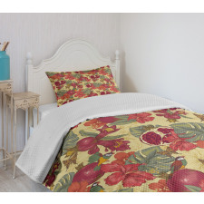 Exotic Wild Tropic Birds Bedspread Set