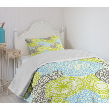 Pastel Folk Style Flower Bedspread Set