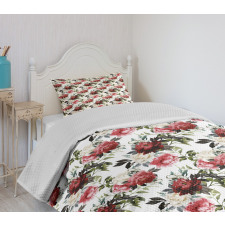 Watercolor Pink Roses Bedspread Set