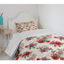 Romantic Flowers Leaves Bedspread Set