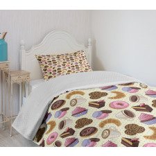 Coffee Cups Cookies Bedspread Set