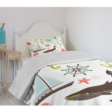 Pastel Marine Elements Bedspread Set