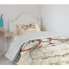 Cat with Retro Glasses Bedspread Set